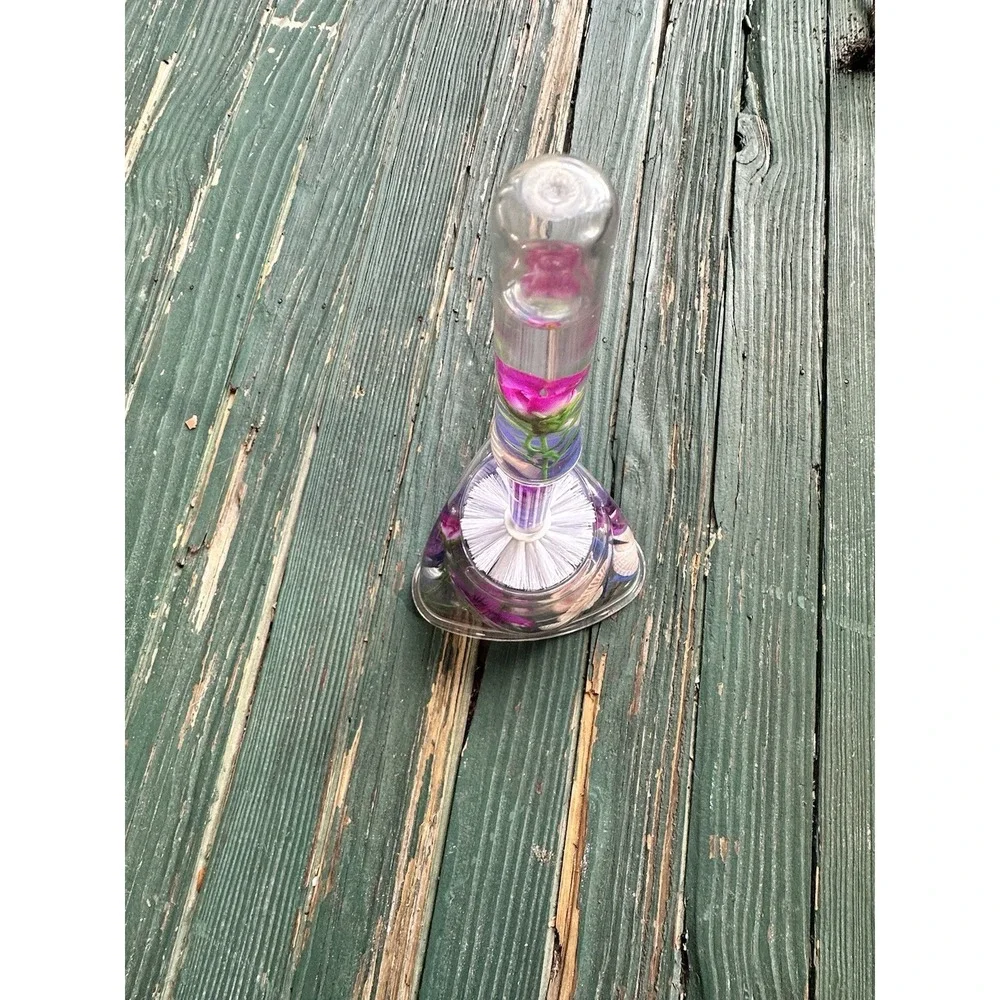 Toilet Brush and Holder Acrylic with Nature Seashell And Flowers Vintage